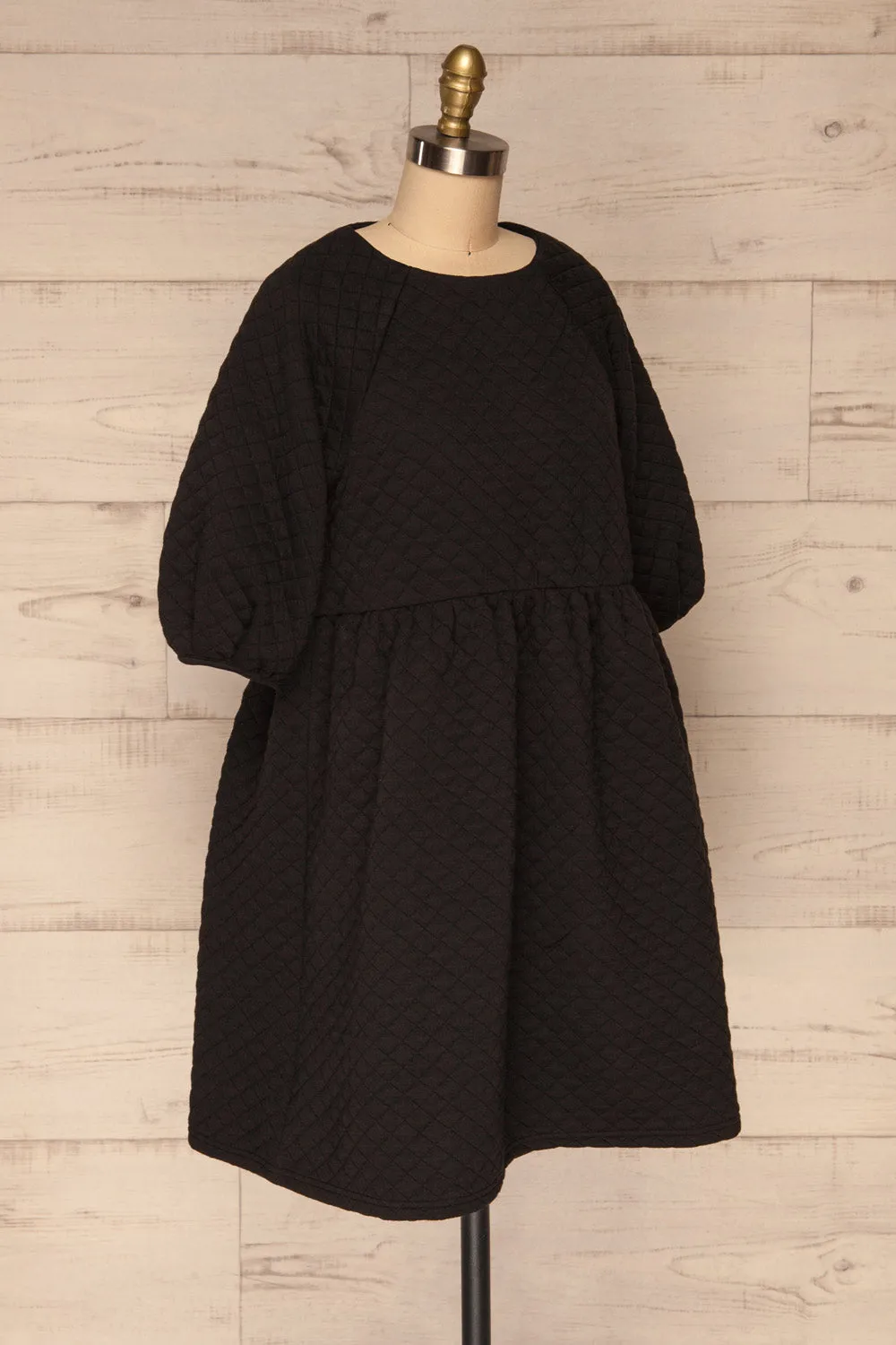 Millam Black | Quilted Puffy Sleeve Dress