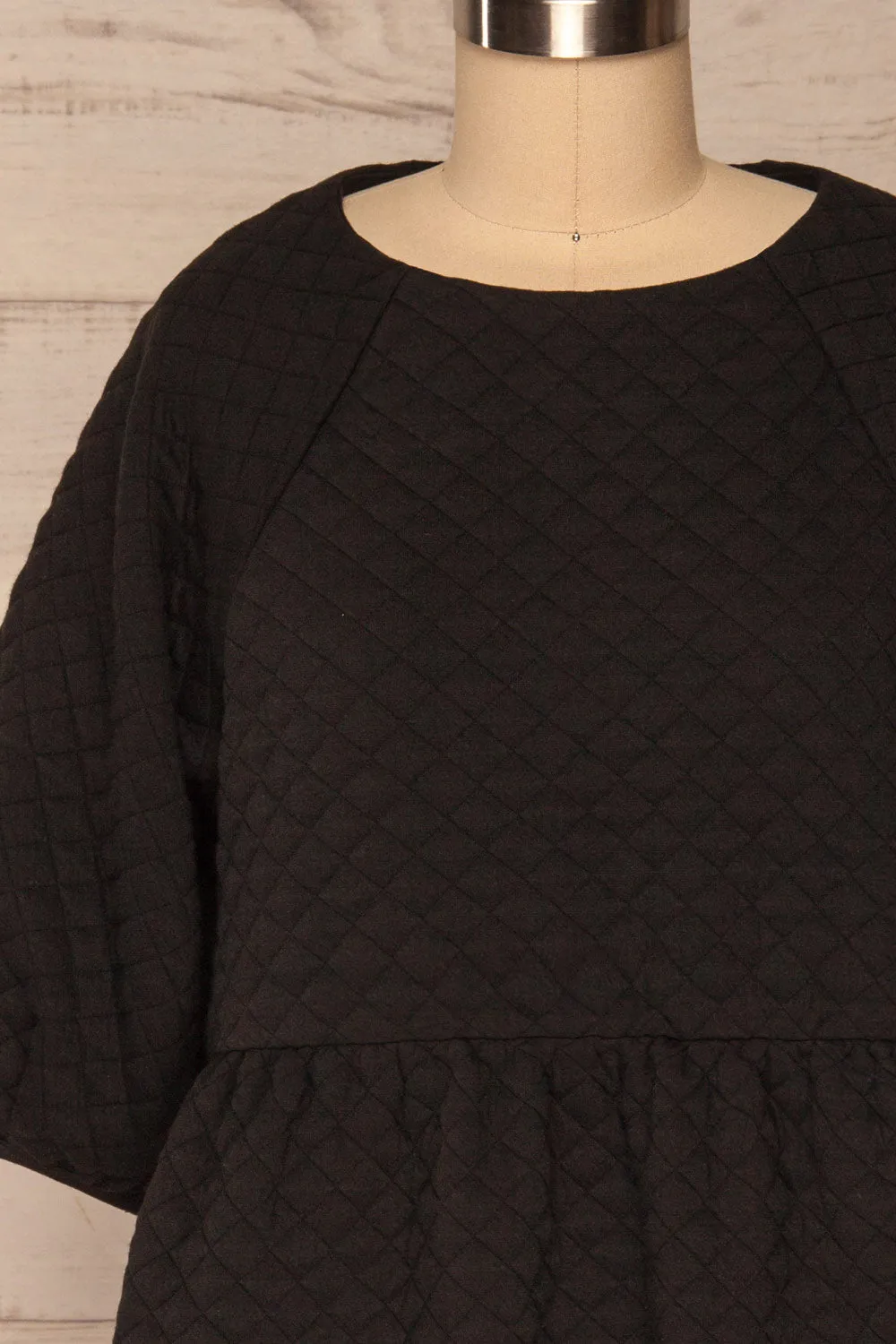 Millam Black | Quilted Puffy Sleeve Dress