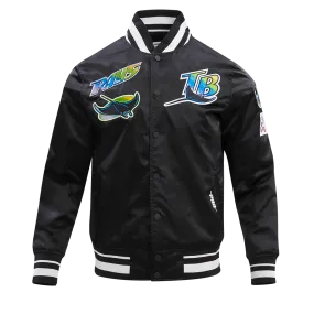 MLB TAMPA DEVIL RAYS RETRO CLASSIC MEN'S RIB SATIN JACKET (BLACK)