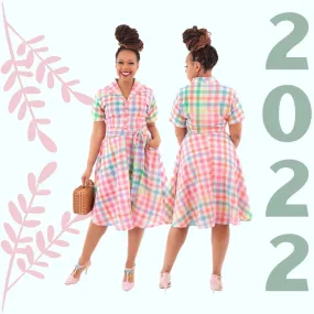 Multi Gingham Tie Waist Dress by Love ur Look
