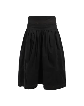 Multi-Topstitched Gathered Skirt