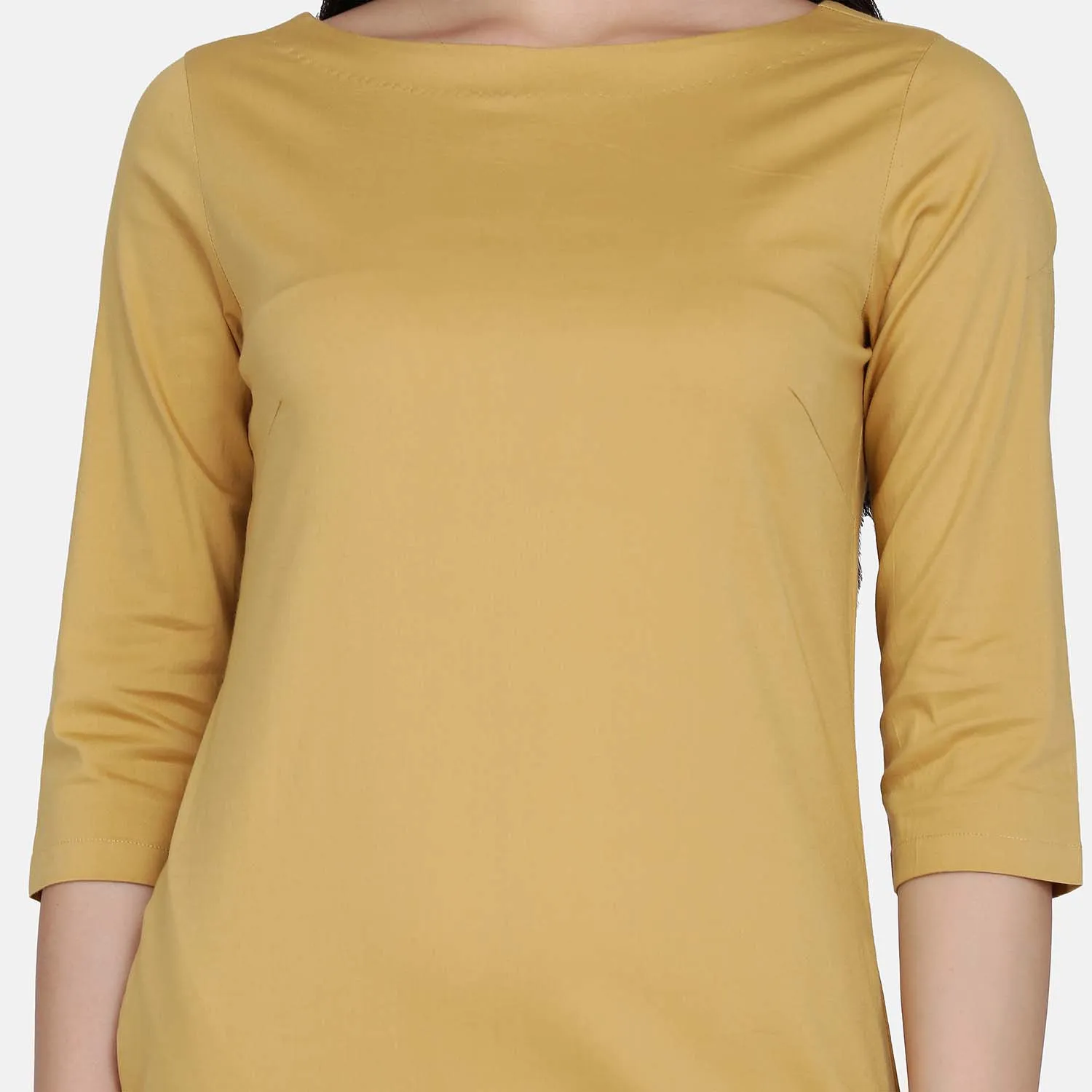 Mustard Yellow Cotton Poplin Ladies Work Sheath Dress