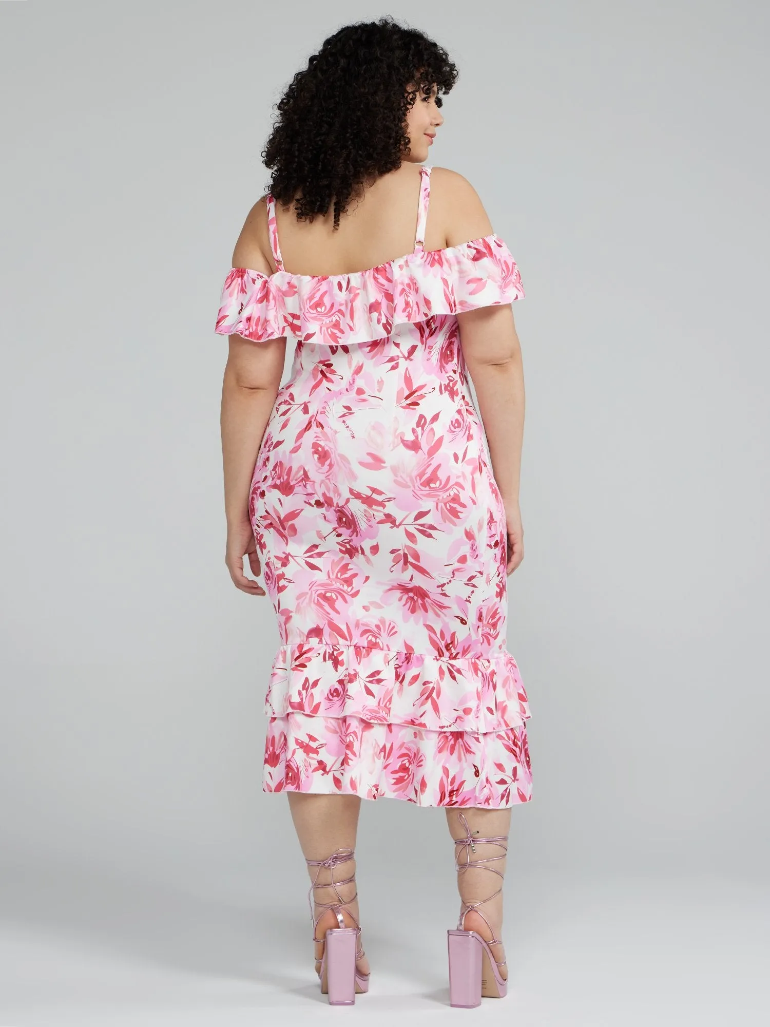 Off Shoulder Floral Print Bodycon Dress