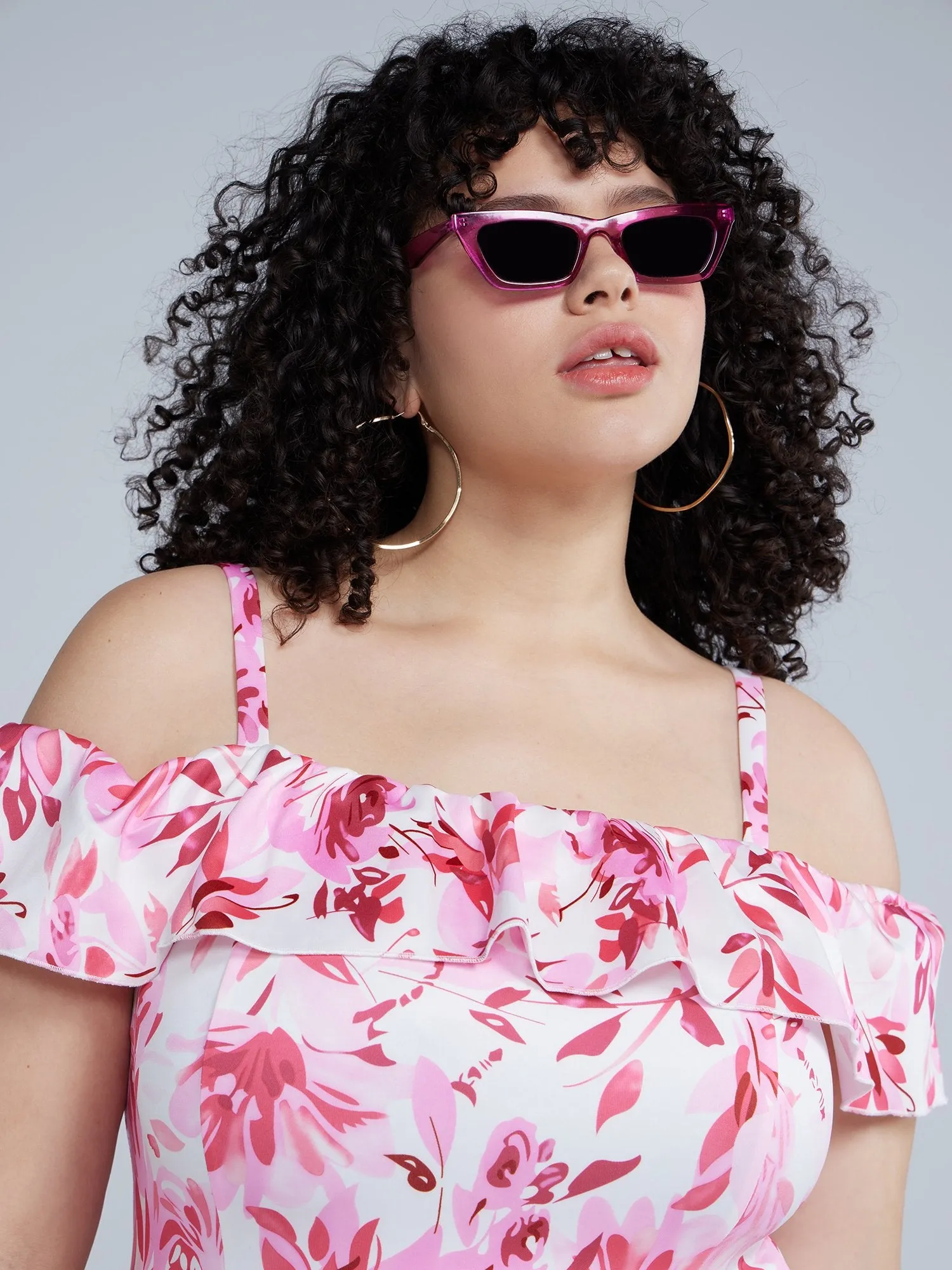 Off Shoulder Floral Print Bodycon Dress