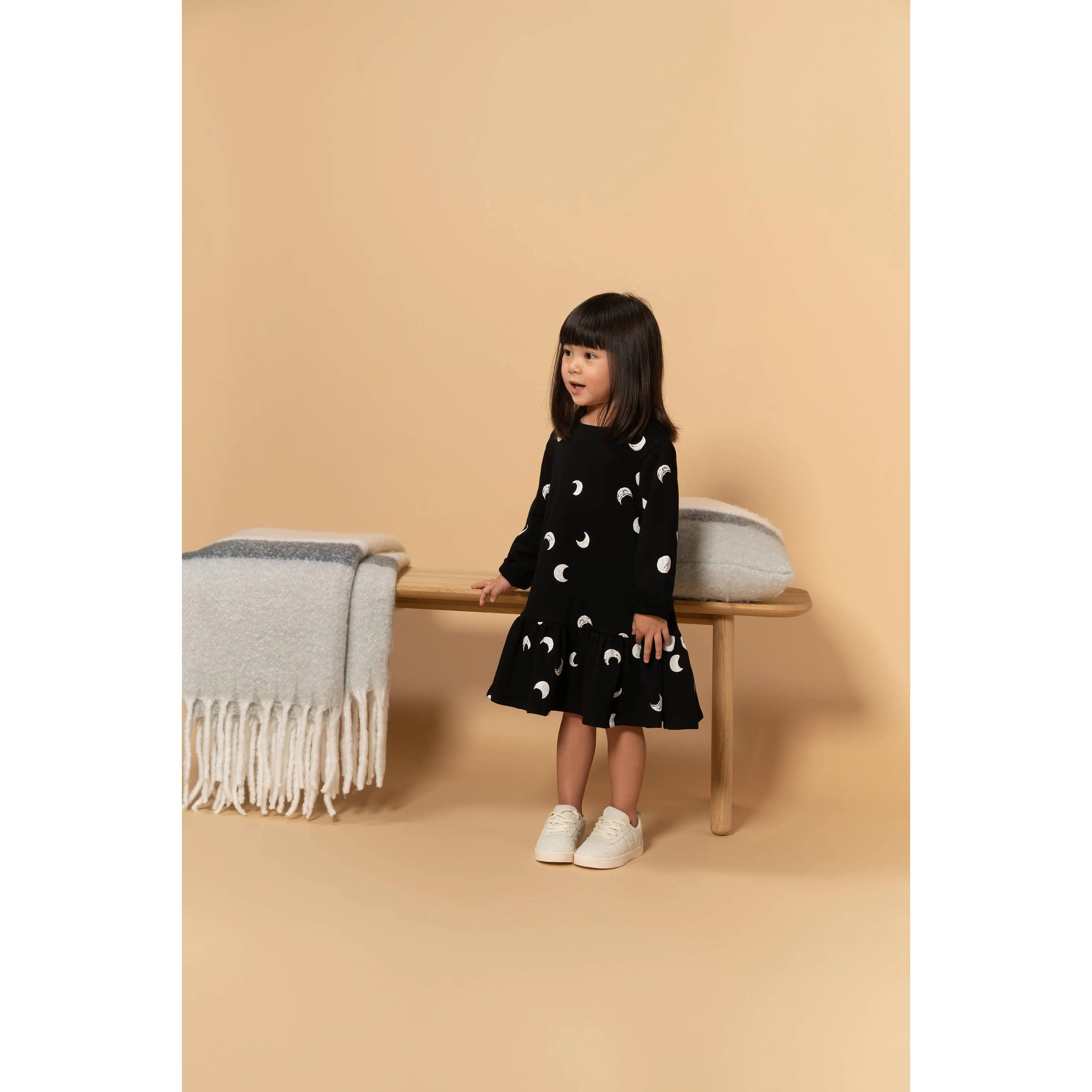 OMAMImini Terry Dress with Ruffle - Black
