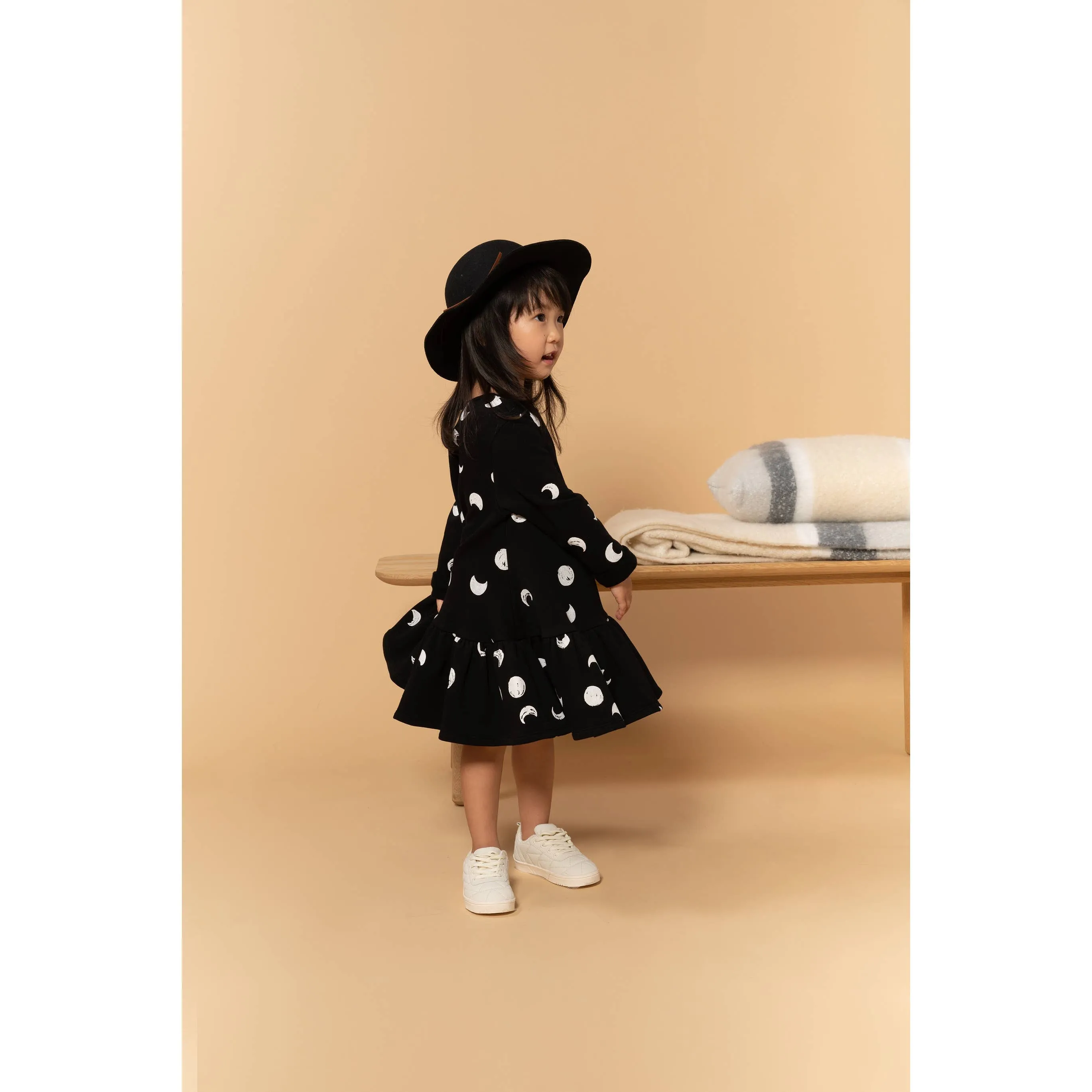OMAMImini Terry Dress with Ruffle - Black