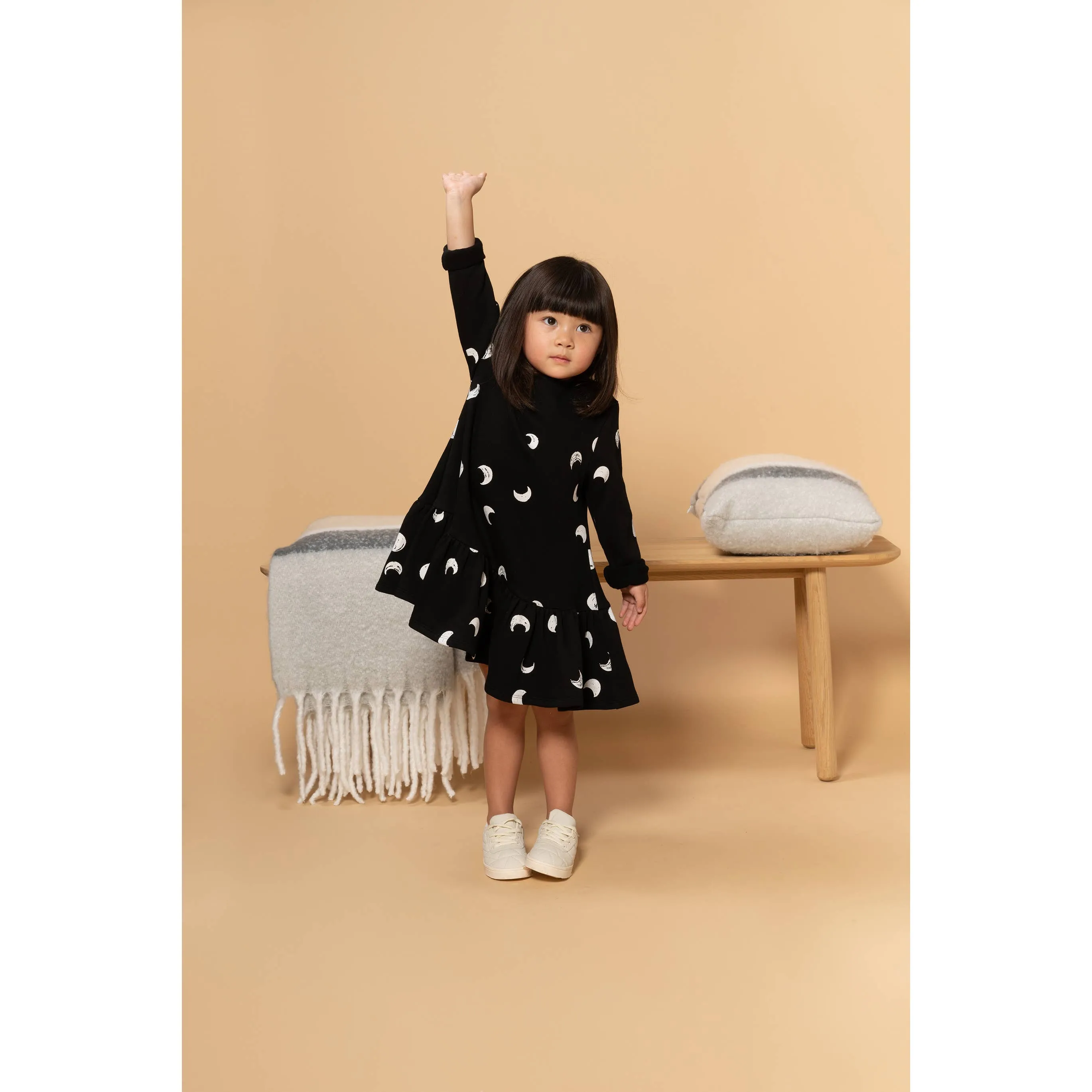 OMAMImini Terry Dress with Ruffle - Black