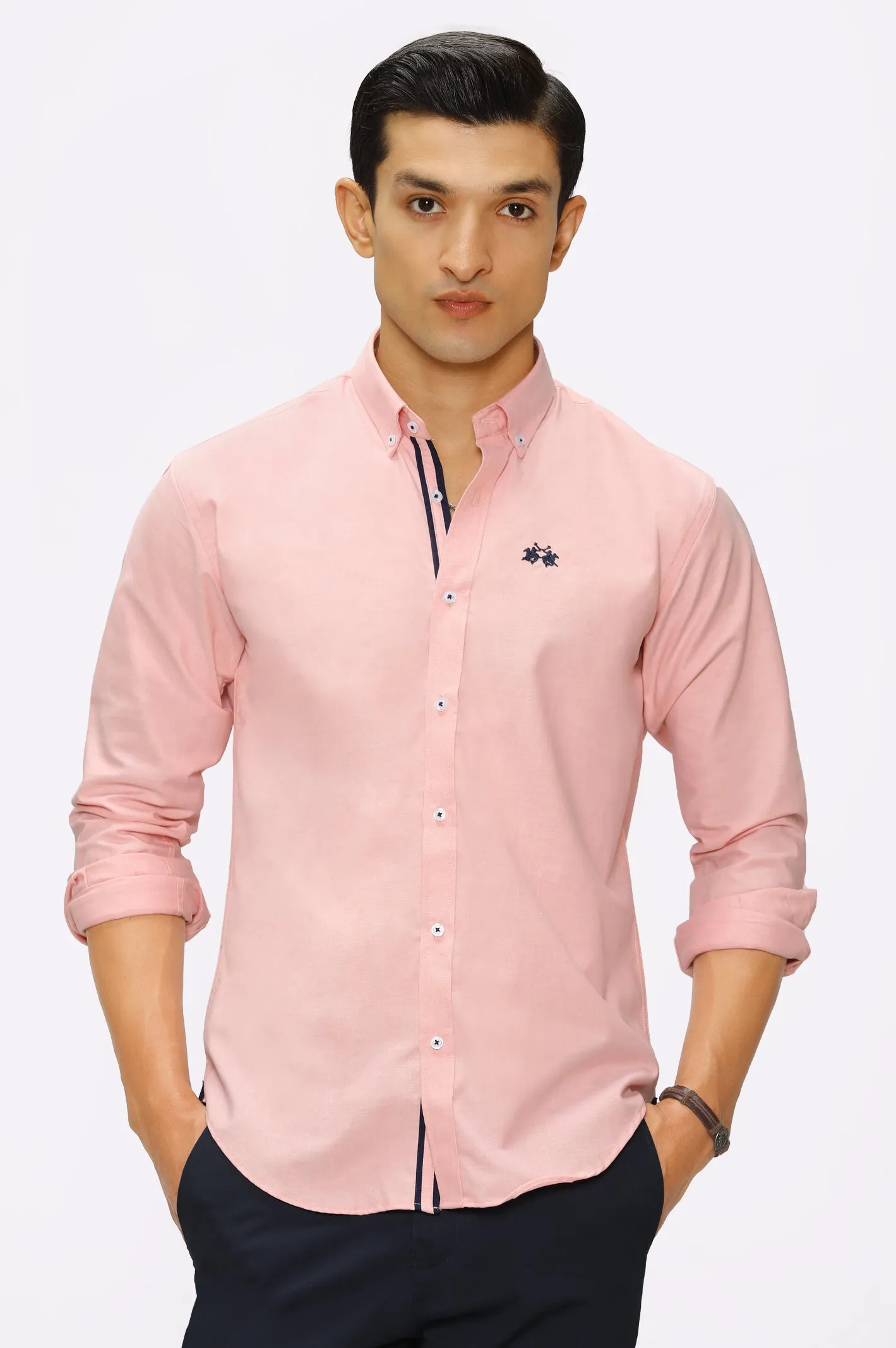 Peach Textured Casual Shirt