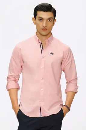 Peach Textured Casual Shirt