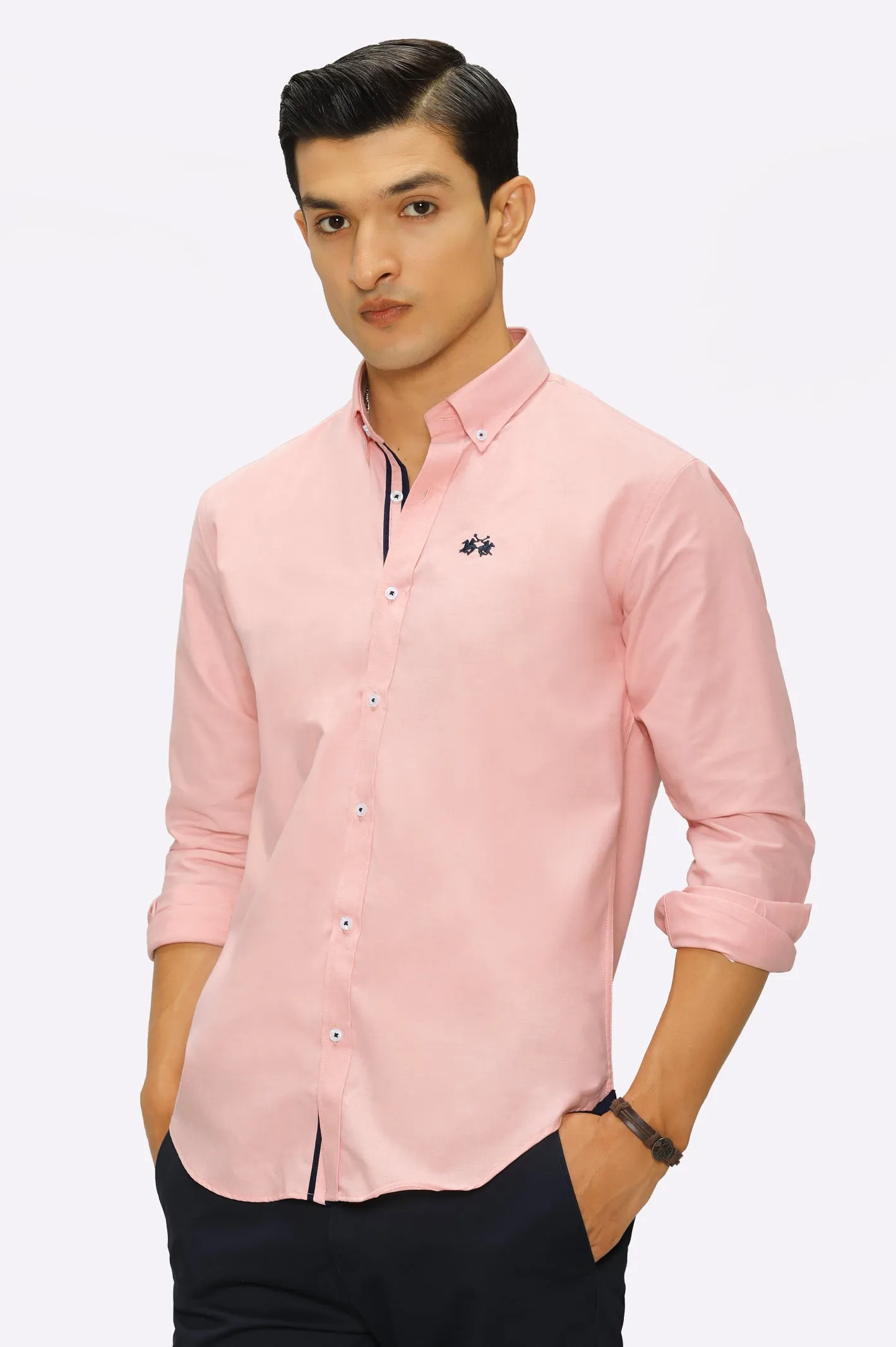 Peach Textured Casual Shirt