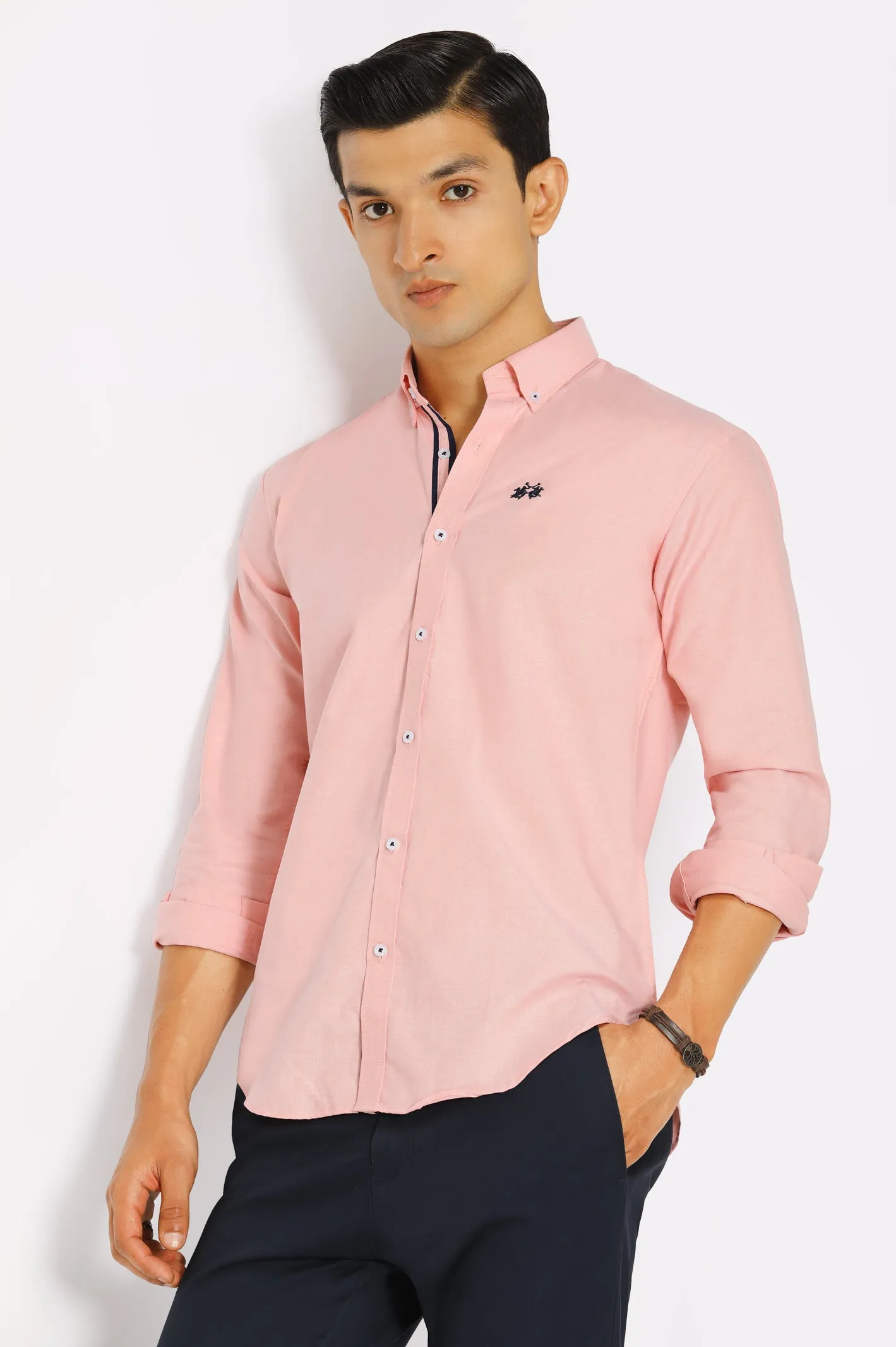 Peach Textured Casual Shirt