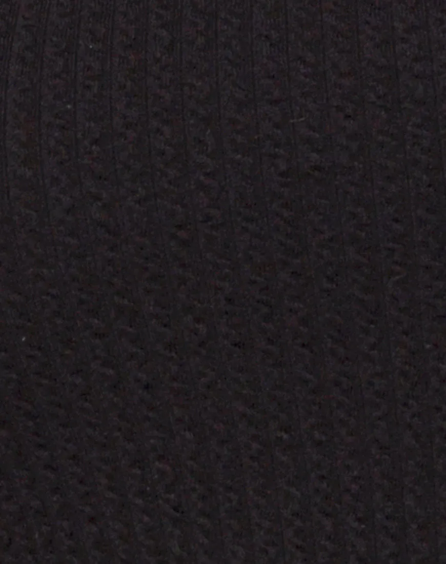 Pendan Bodycon Dress in Rib Black
