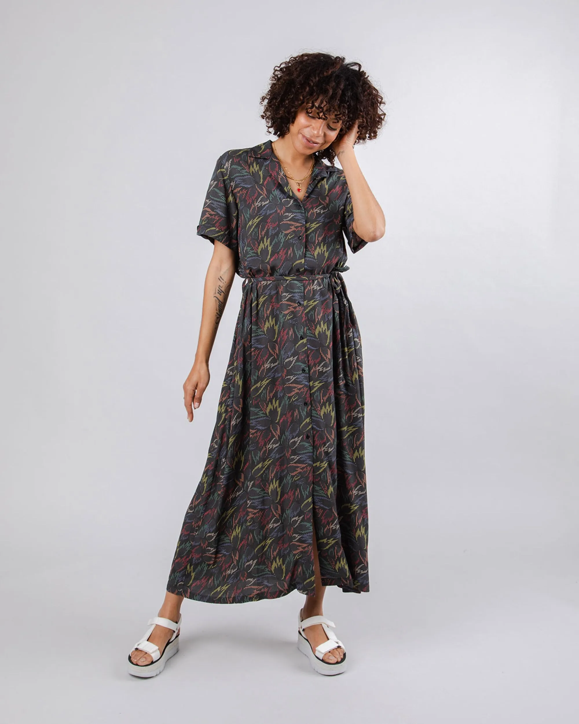 Peseta Flames Long Dress Black