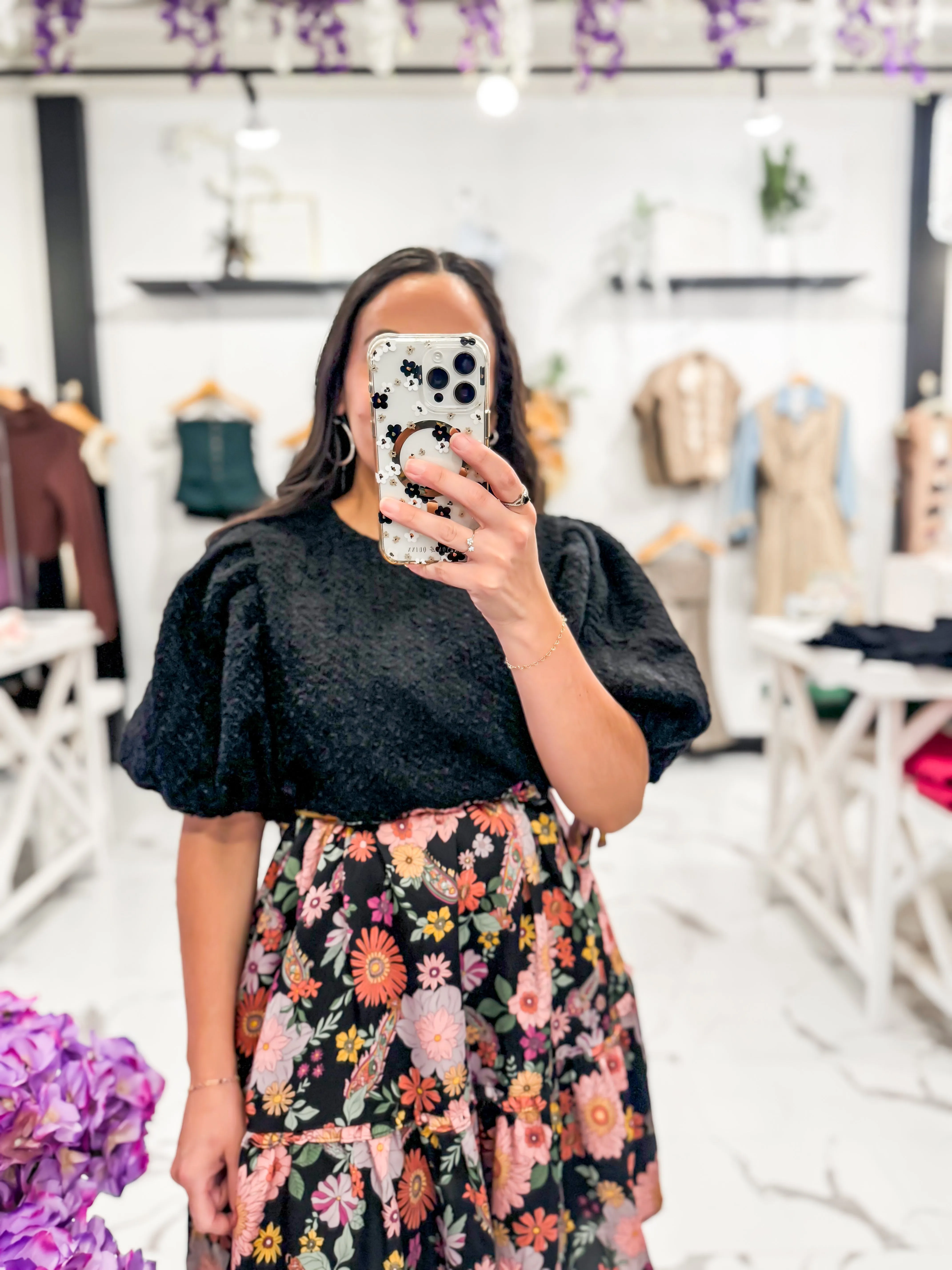 Picking Petals Floral Mini Dress (Black/Multi)