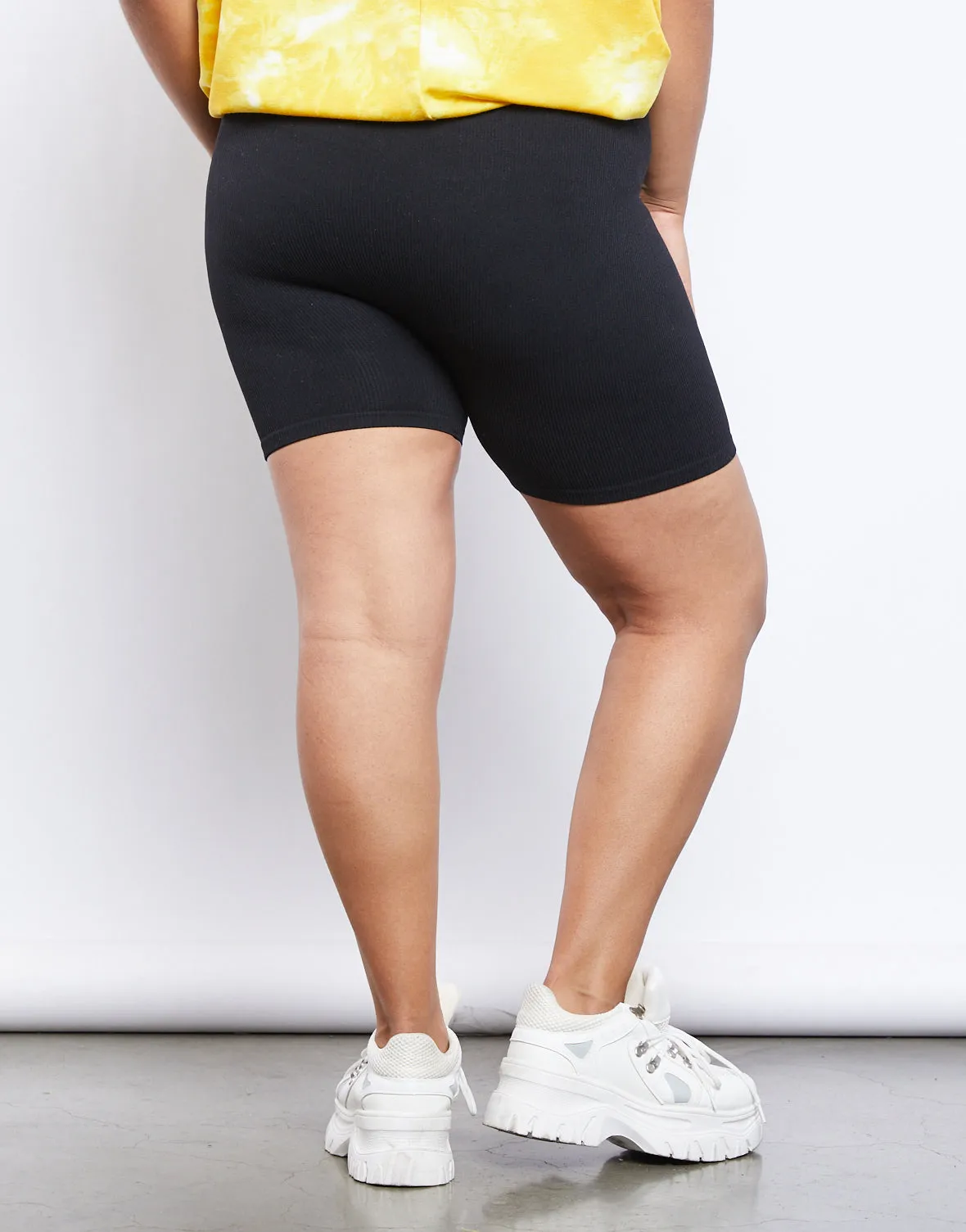 Plus Size Daily Ribbed Bike Shorts