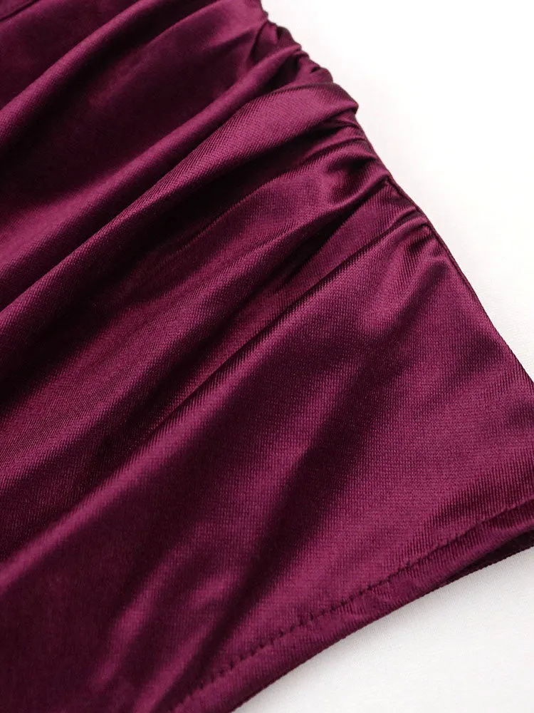 Plus Size Sleeveless Ruched Side Split Maxi Dresses