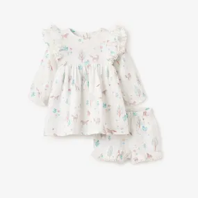 Pony Meadow Organic Muslin Dress & Bloomer Set