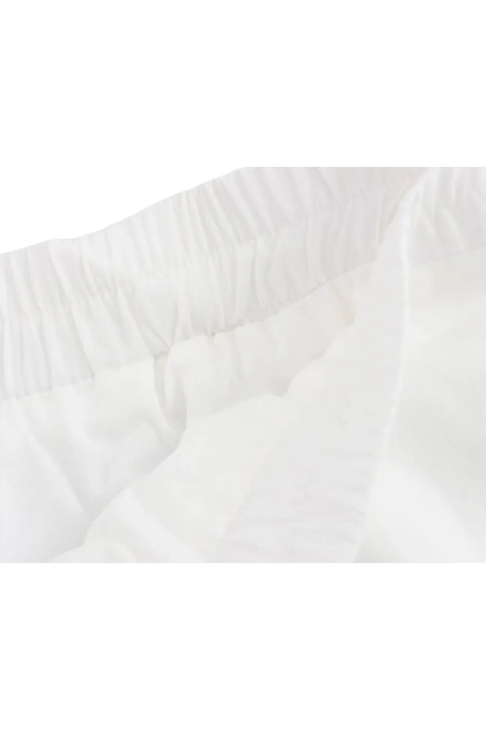 ‘Poppy’ Embroidered White Elastic Waist  Midi Skirt