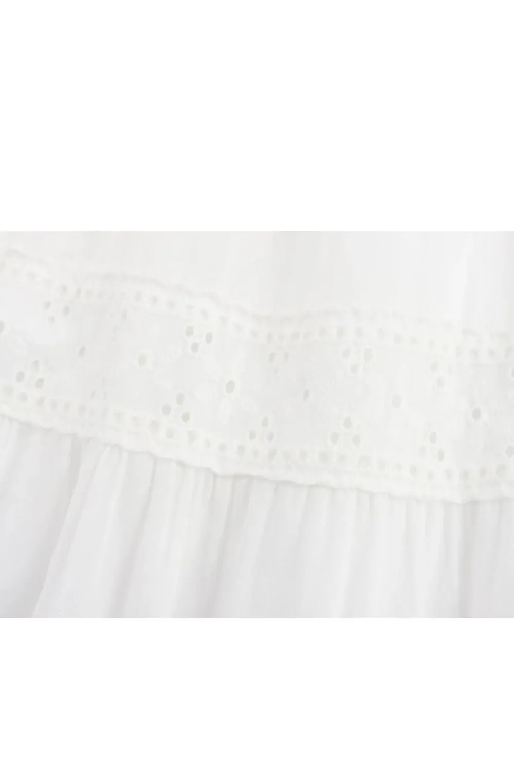 ‘Poppy’ Embroidered White Elastic Waist  Midi Skirt