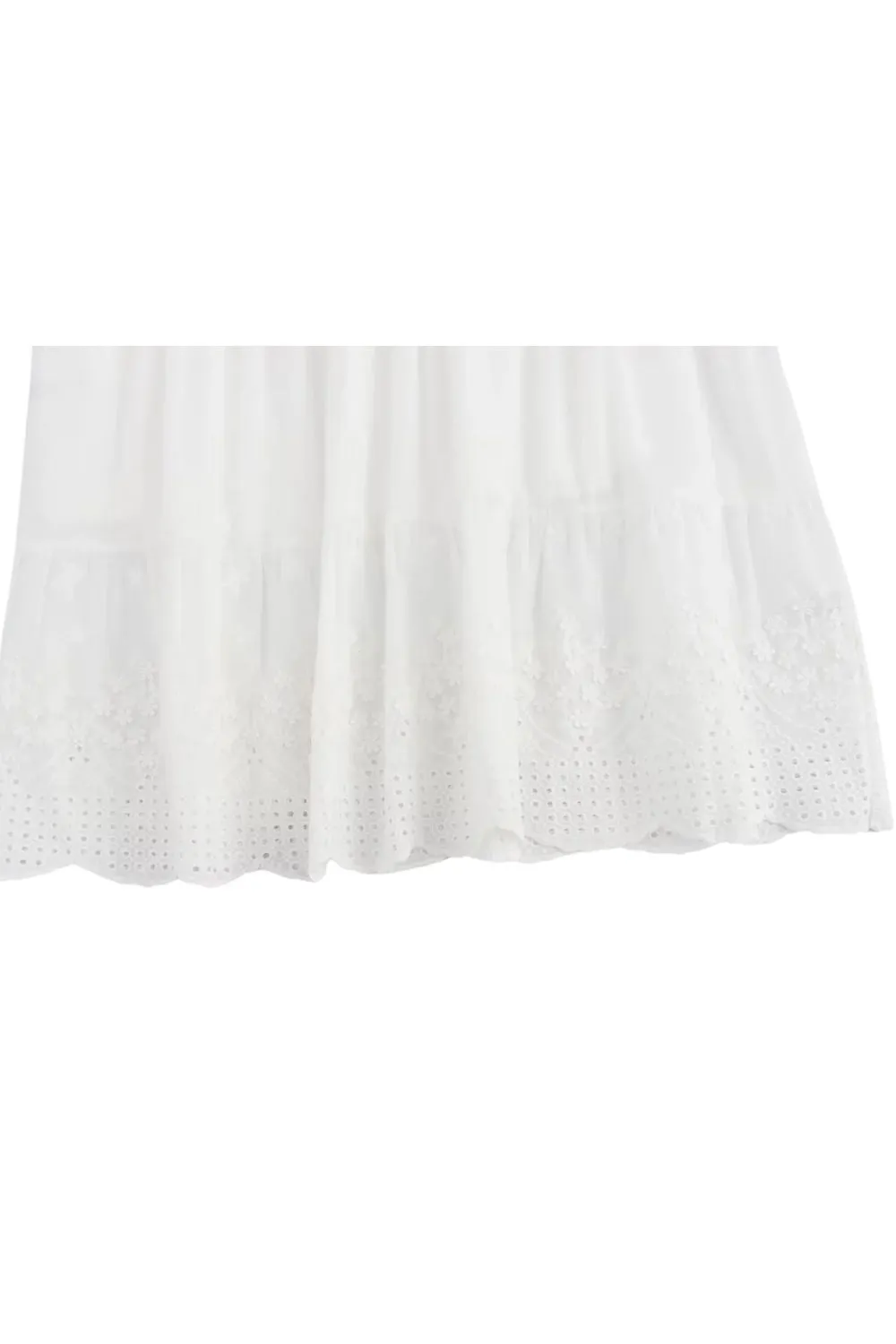 ‘Poppy’ Embroidered White Elastic Waist  Midi Skirt