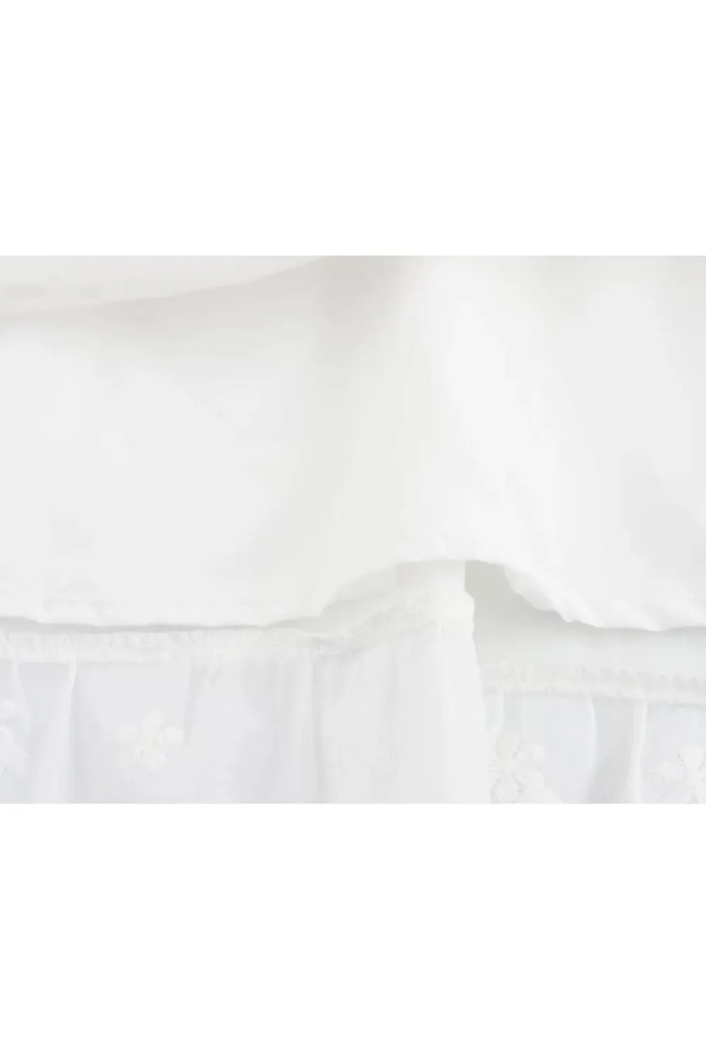 ‘Poppy’ Embroidered White Elastic Waist  Midi Skirt