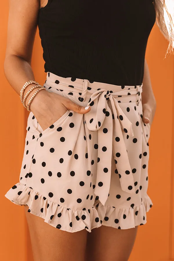 Pretty Plans High Waist Polka Dot Shorts In Cream