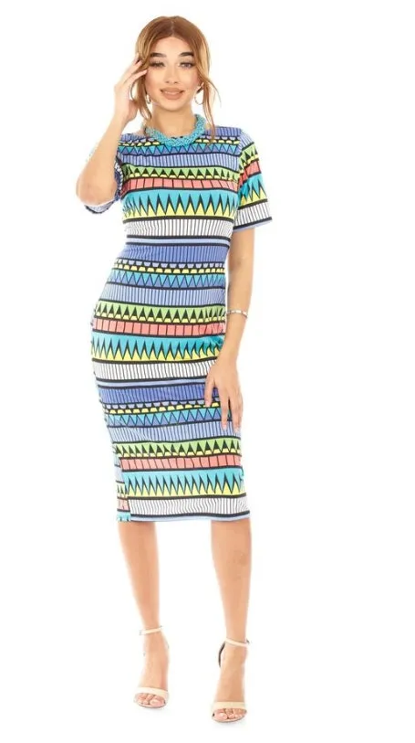 Print Multi Midi Dress