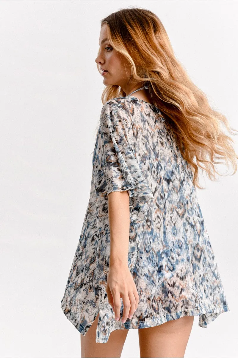 Printed Kimono Beach Cover Up