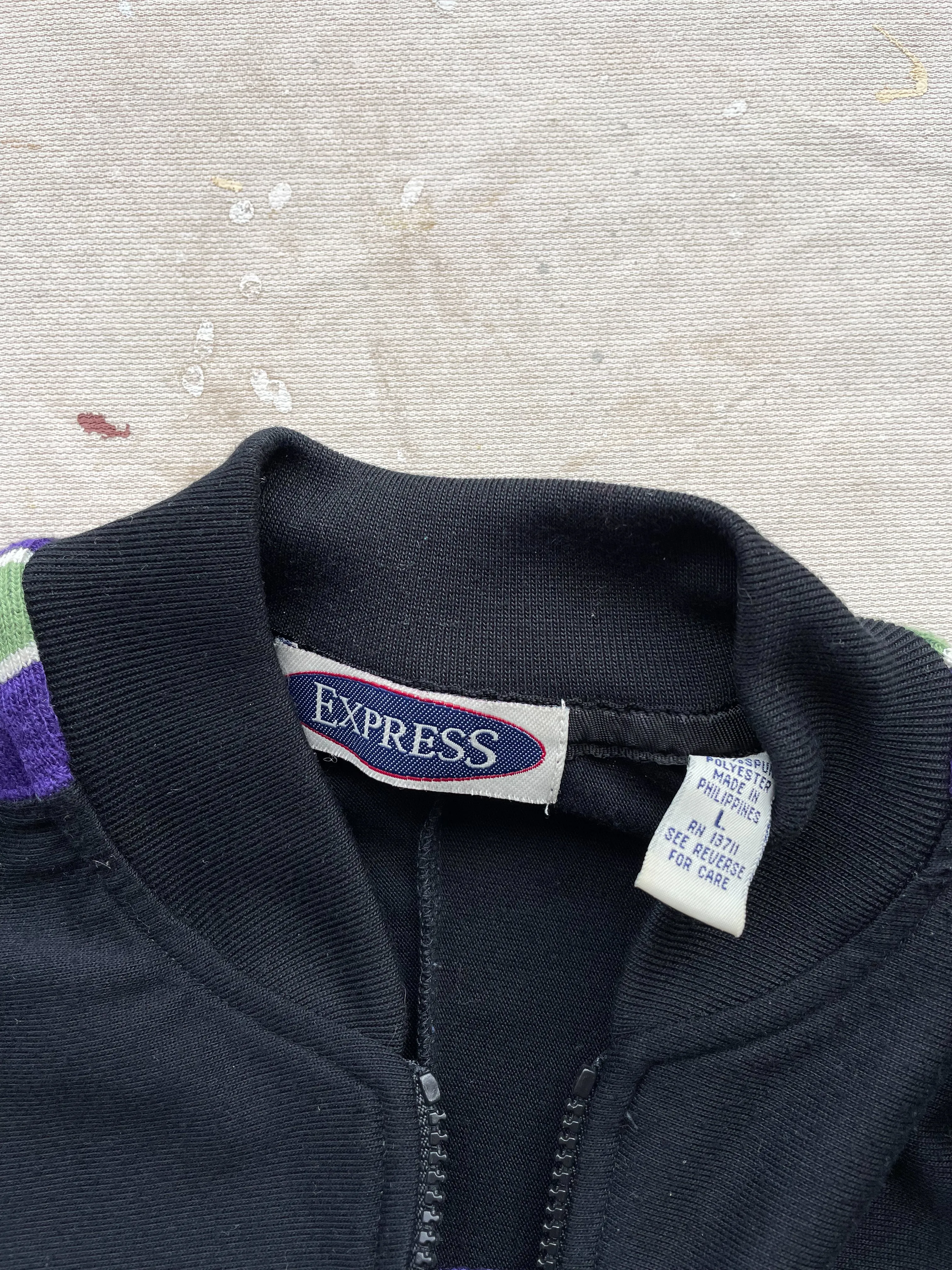 QUARTER ZIP FLEECE PULLOVER—PURPLE/BLACK [L]