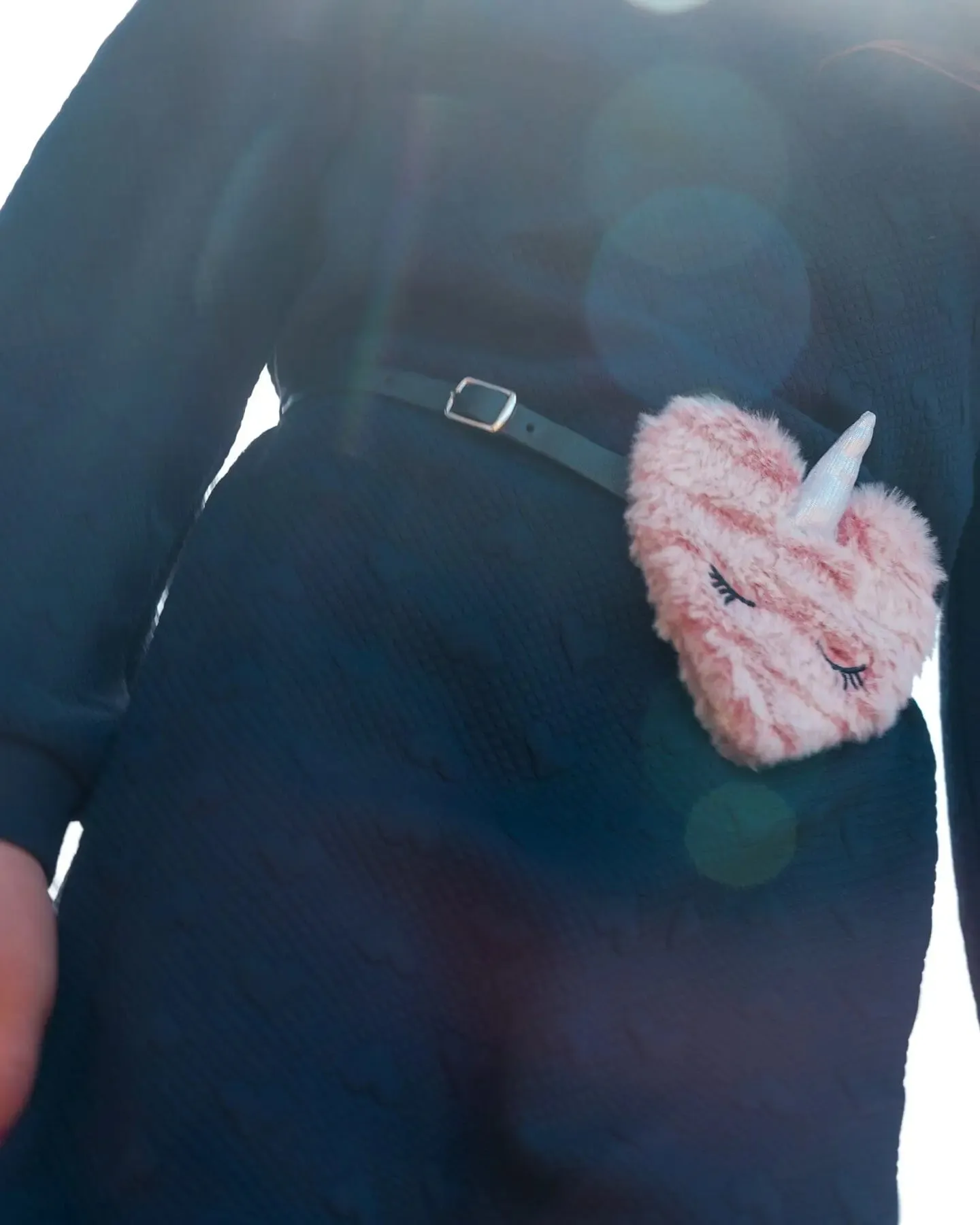 Quilted Heart Fleece Dress With Belt Navy