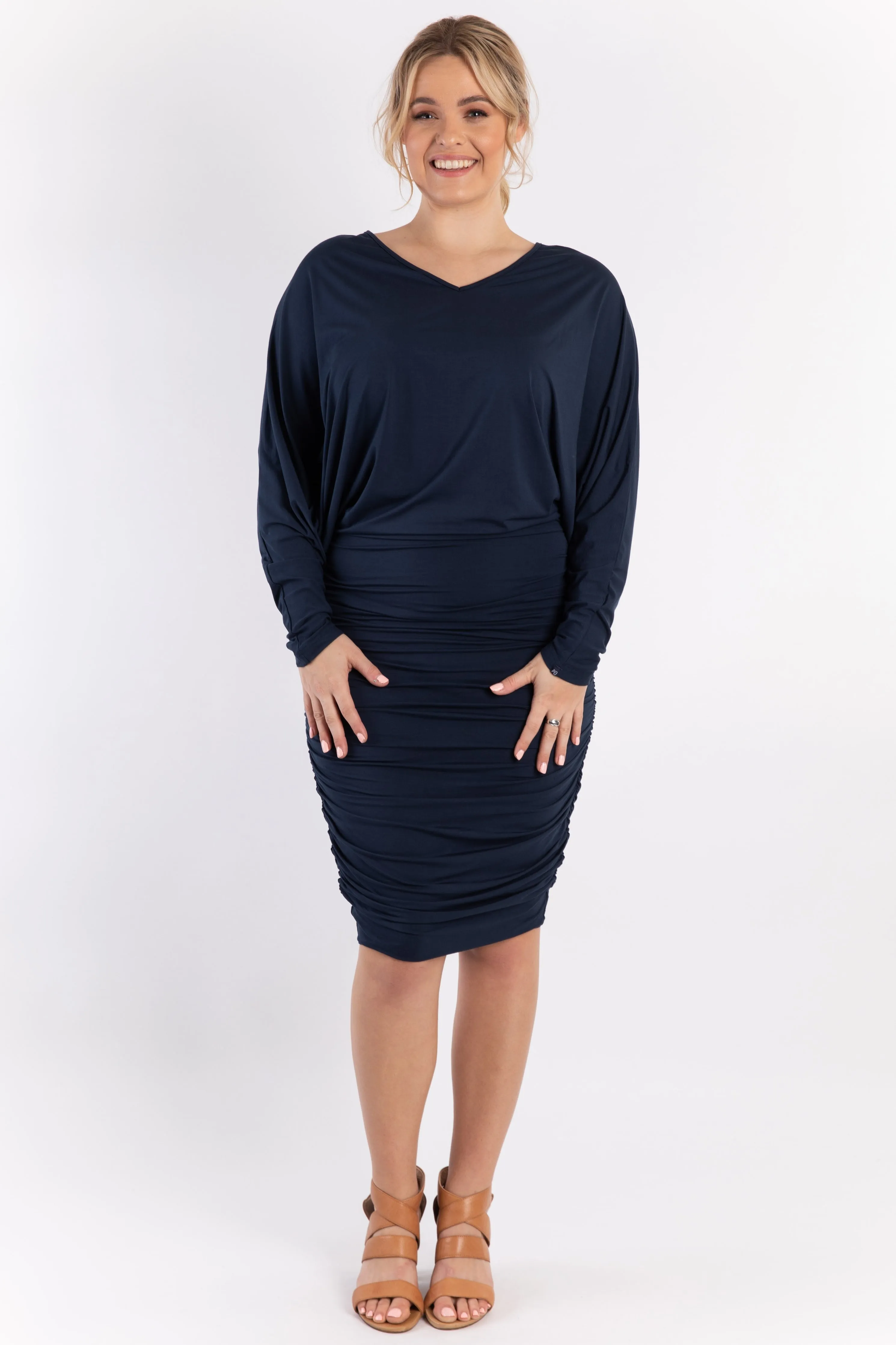 Ruche Dress | Navy | FINAL SALE