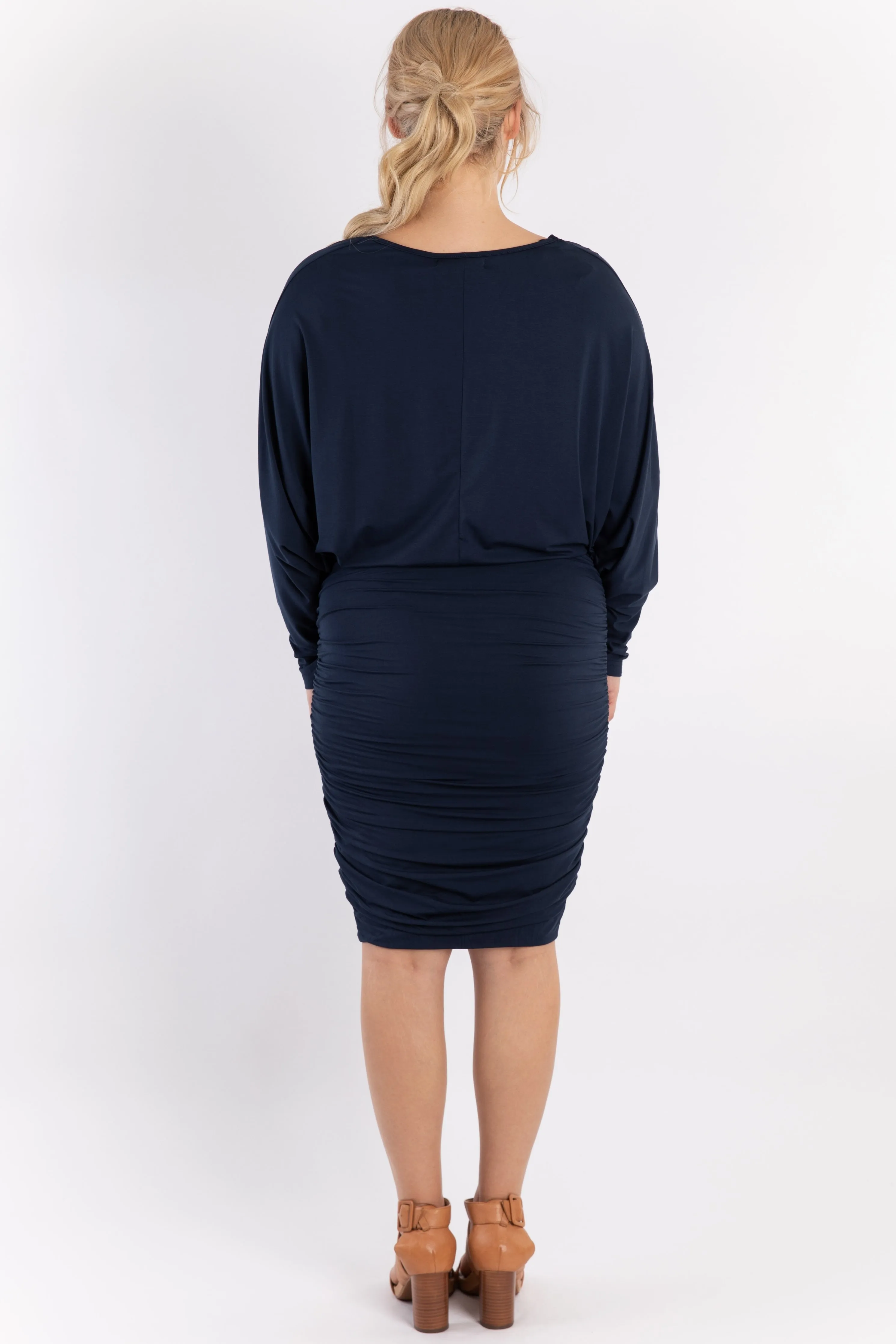 Ruche Dress | Navy | FINAL SALE