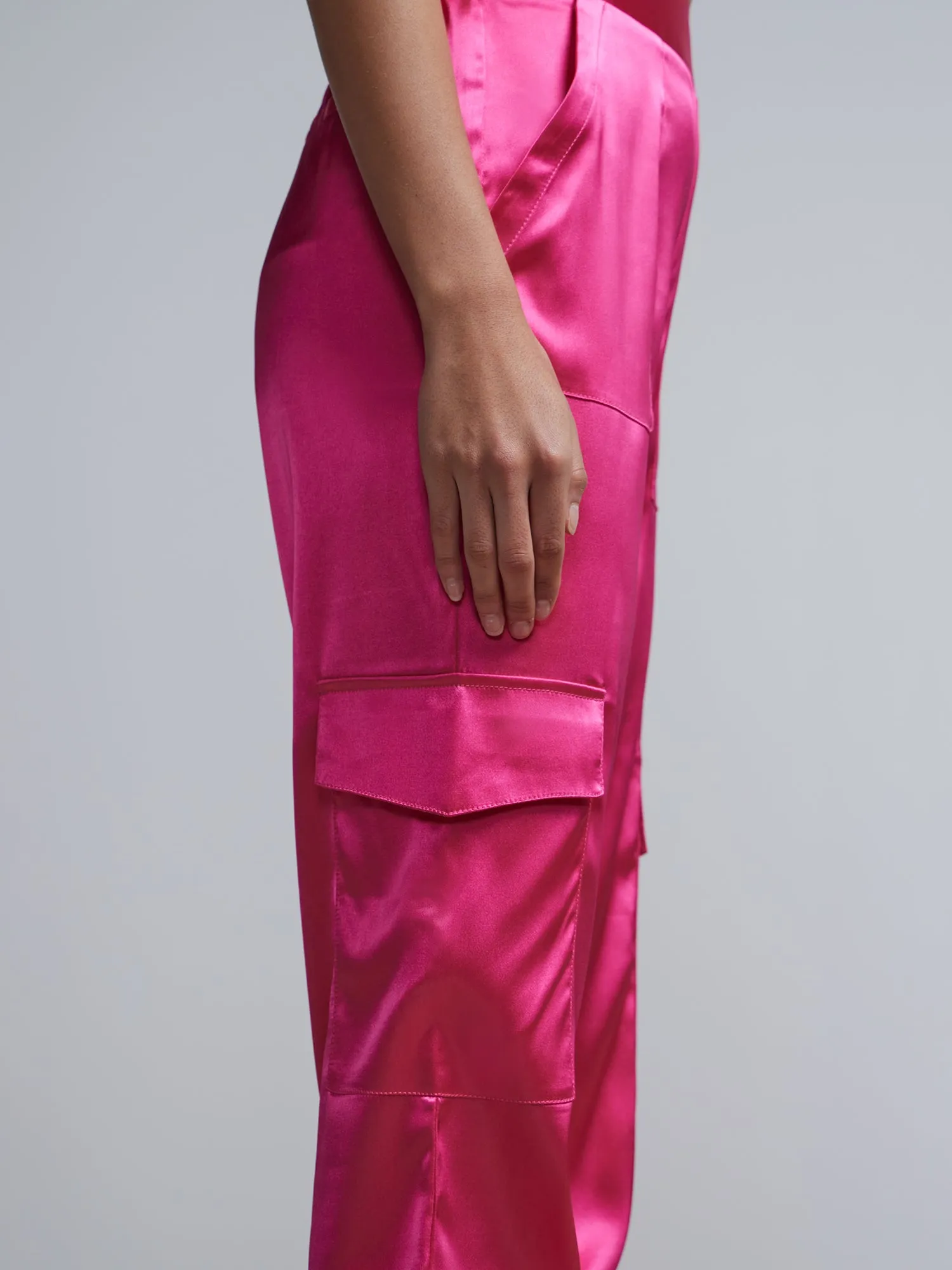 Satin Cargo Pants