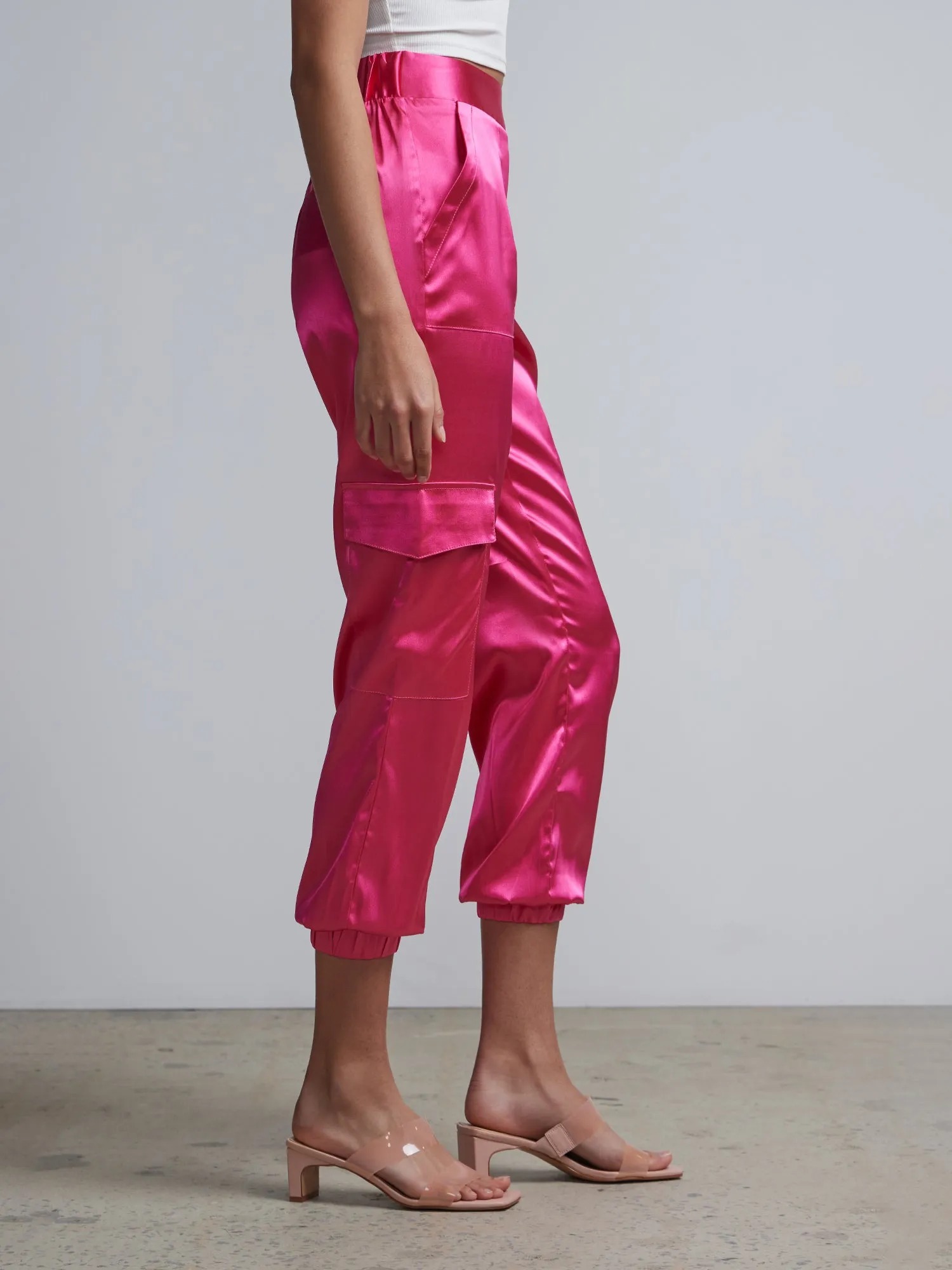 Satin Cargo Pants