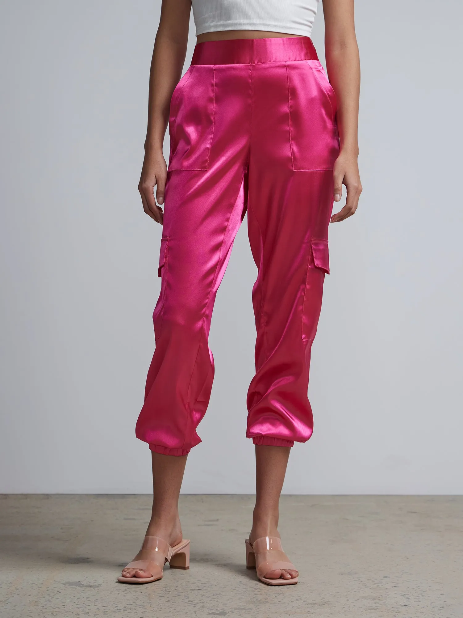 Satin Cargo Pants