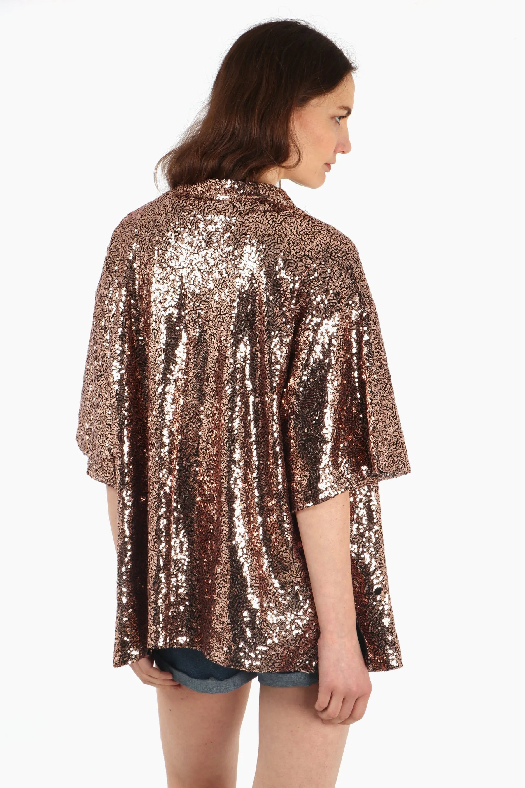 Sequin Kimono Jacket - Bronze