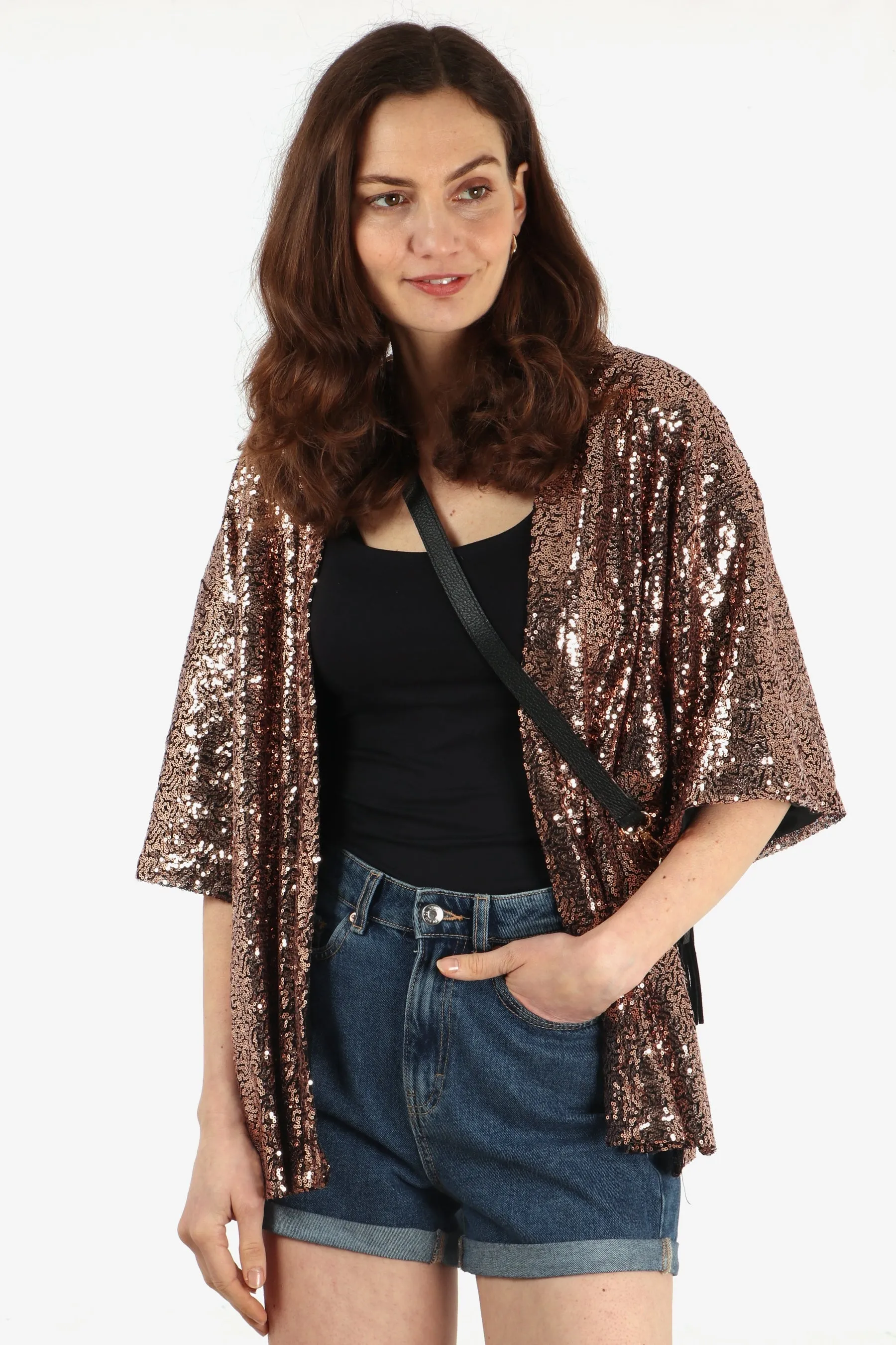 Sequin Kimono Jacket - Bronze