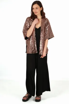 Sequin Kimono Jacket - Bronze