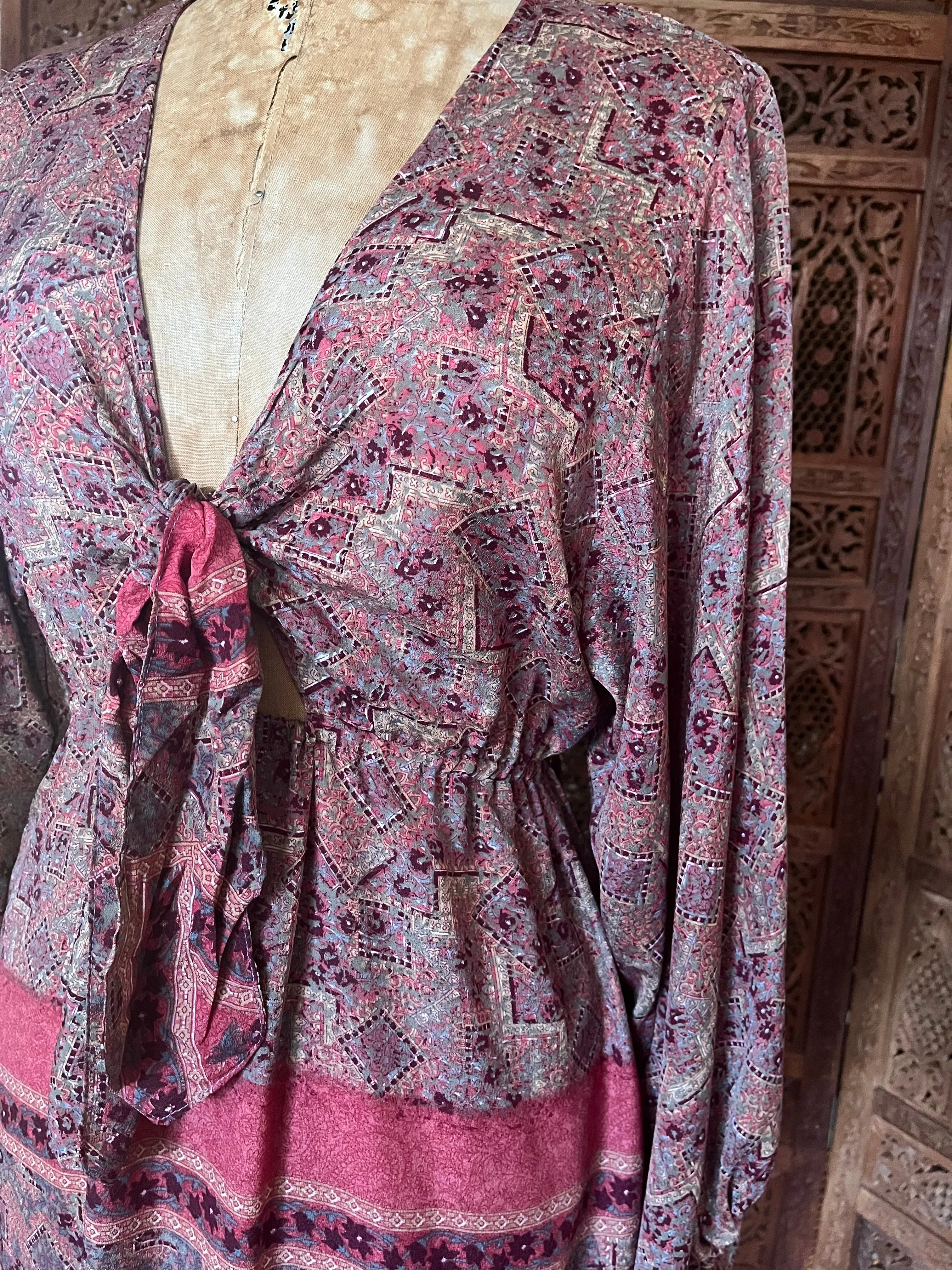 Serendipity Tie Dress - Maroon