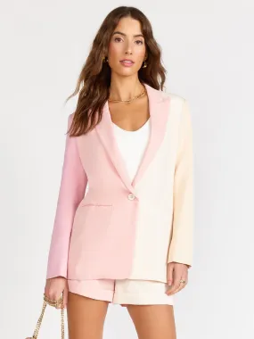 Single Button Colorblock Blazer - Endless Rose