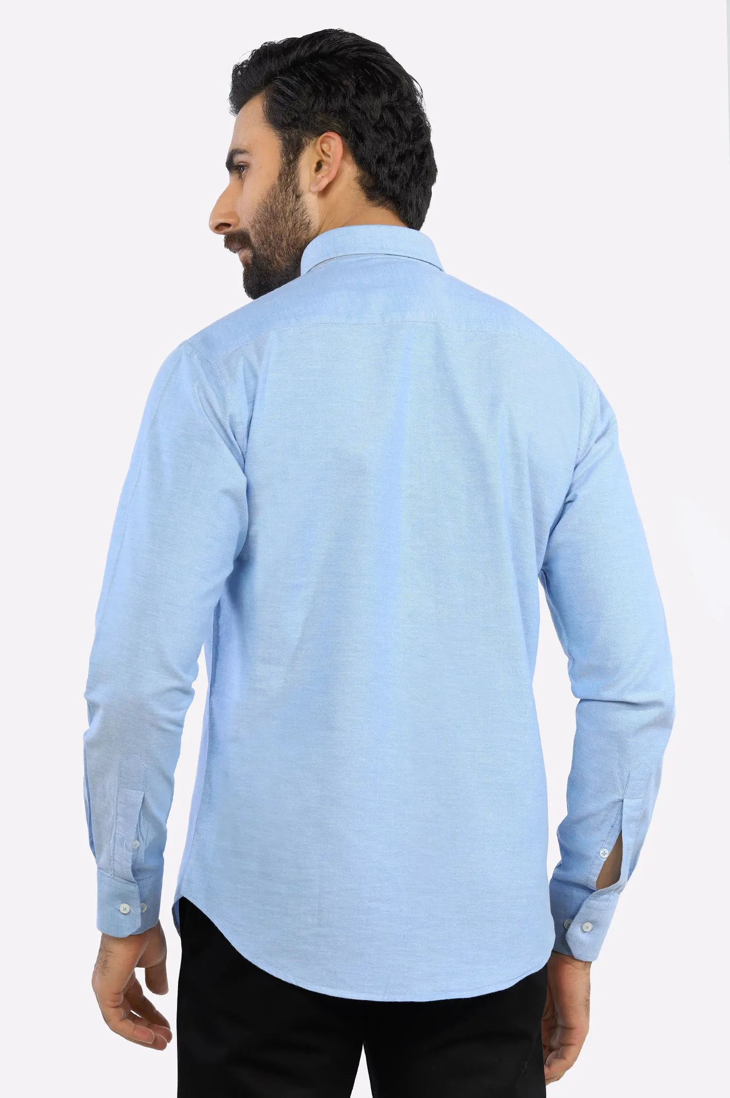 Sky Blue Textured Casual Shirt