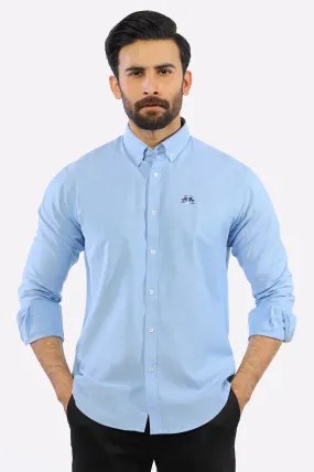 Sky Blue Textured Casual Shirt