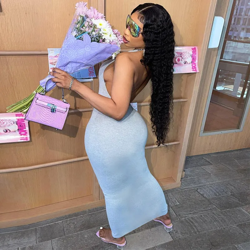 Sleeveless Hatler Backless Maxi Dresses