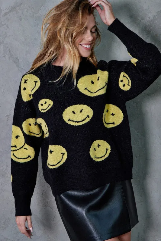 Smiley Thick Knit Sweater