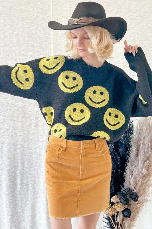 Smiley Thick Knit Sweater