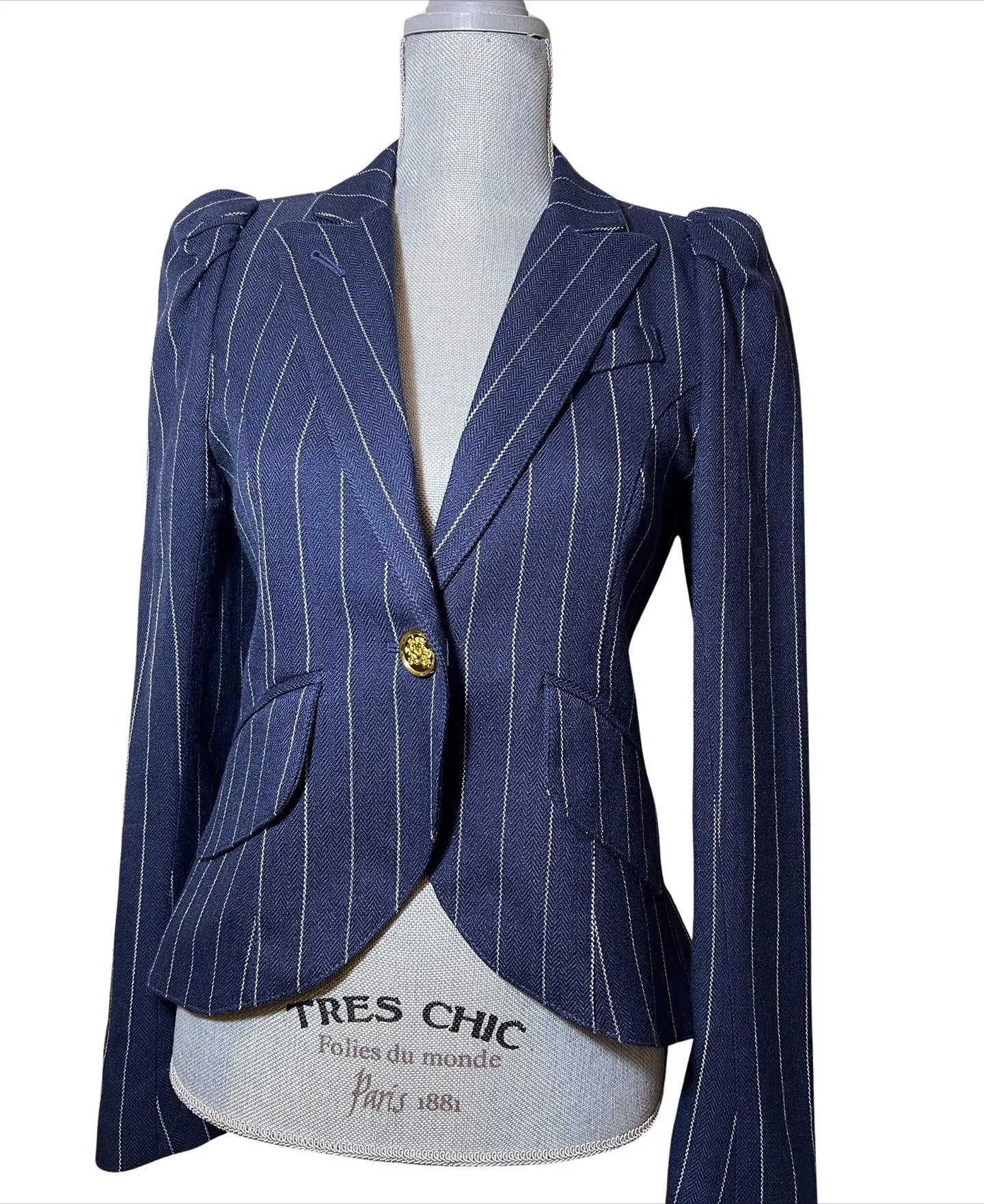 SMYTHE POUF SLEEVE ONE BUTTON FITTED BLAZER