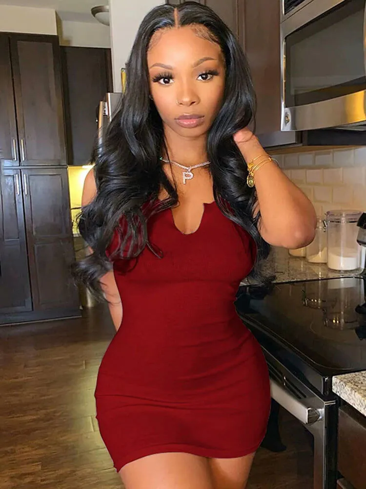 Solid Color Sleeveless Bodycon Mini Dress