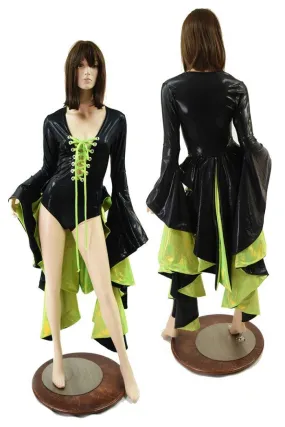 Sorceress Sleeve Tuxedo Ruffle Rump Romper