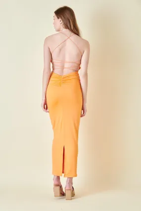 strappy back slinky maxi dress