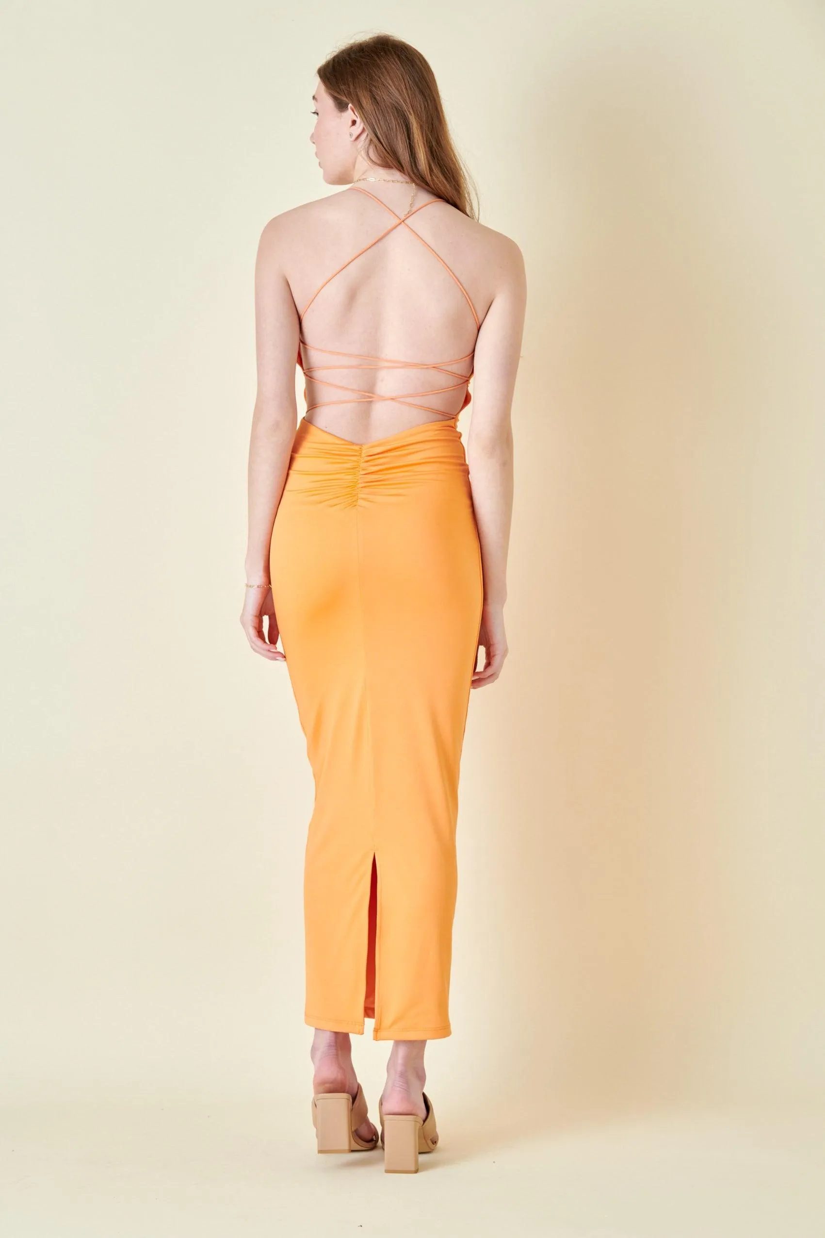 strappy back slinky maxi dress